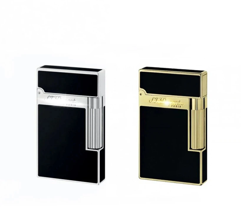 

Natural D Paint Lacquer Black with Yellow Gold Elegant Design Finish Loud Ping Sound, Butane Refillable Lighter
