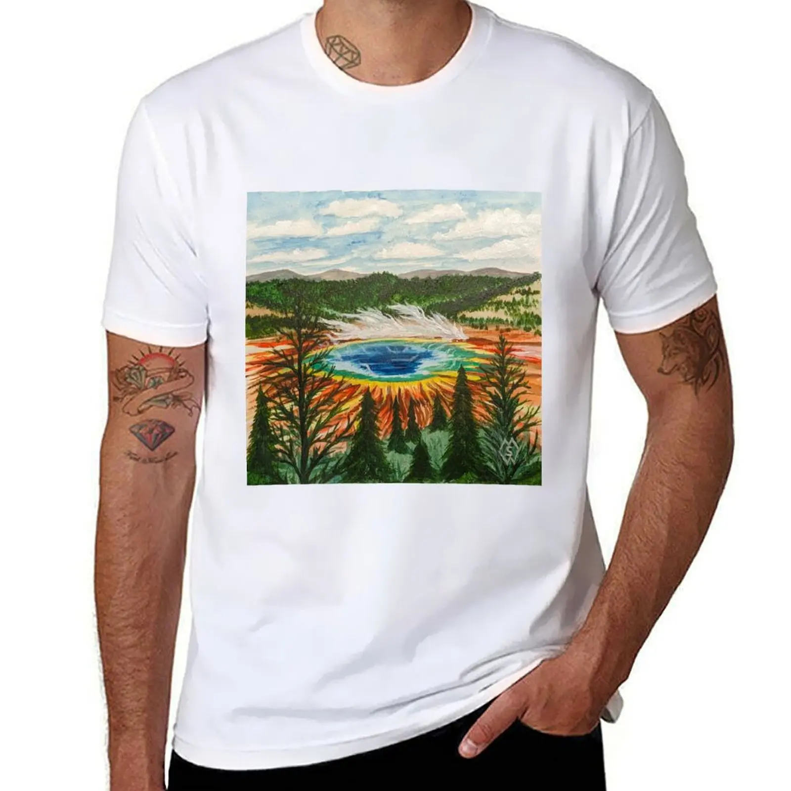 

Overlooking the Grand Prismatic Spring T-Shirt man t shirts graphic t shirts for man graphic tees T-Shirt