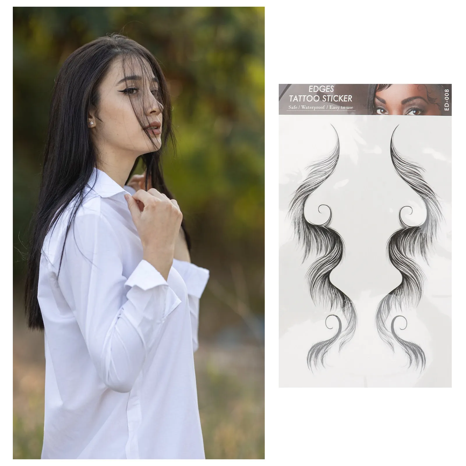 

6pcs Hairline Sticker Black Waterproof Temporary Hair Tattoos Natural Curly Edges Decals Lasting Hairstyling Tool Diy Adhesive