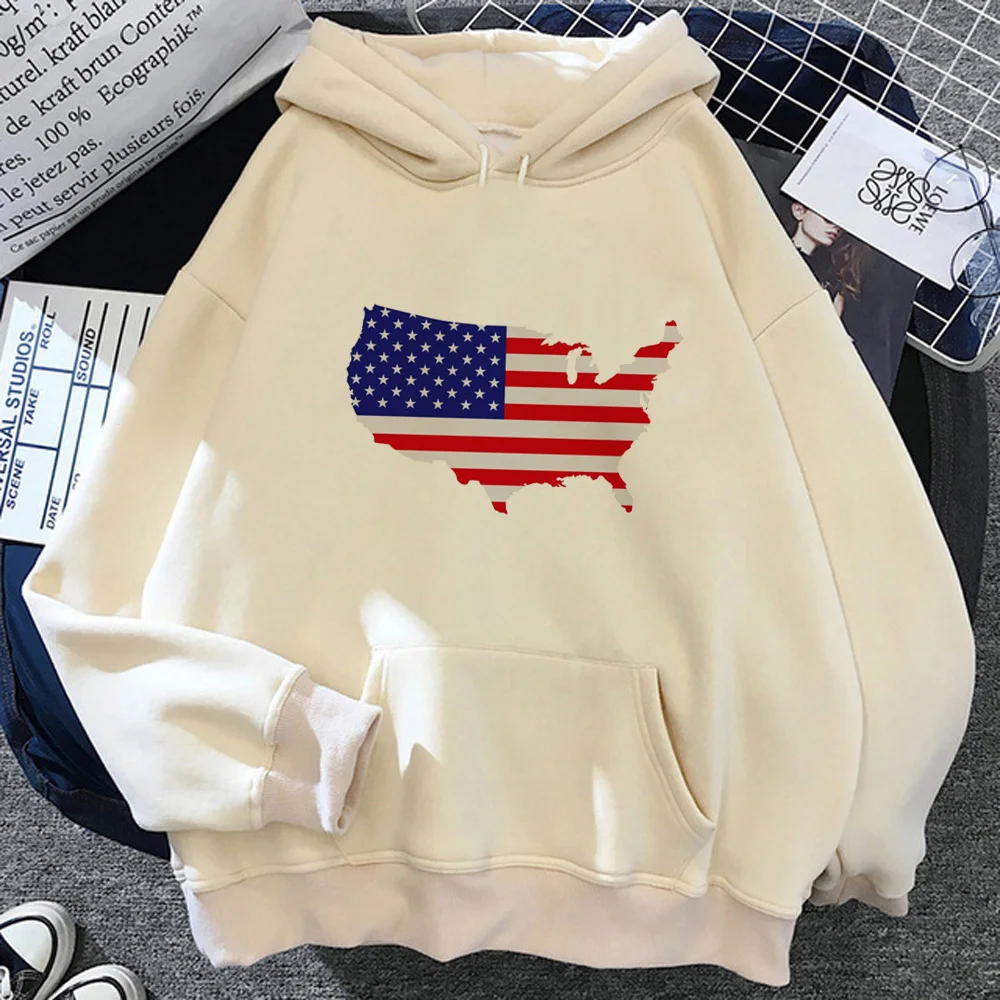 

Usa hoodies women y2k aesthetic vintage Korean style anime clothes clothing women Winter tracksuit