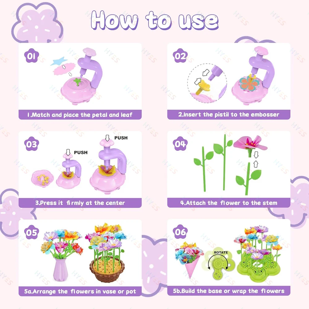 DIY Your Flower Bouquet Kids Educational DIY Flower Bouquet Set Children Crafts Kits Toys Make Flower Gift for Birthday Festival