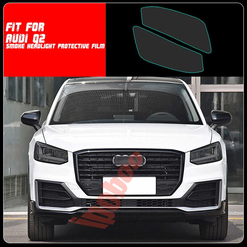 

Car LH+RH Smoke TPU Headlights Protective Precut Film Sticker Cover Trim For Audi Q2