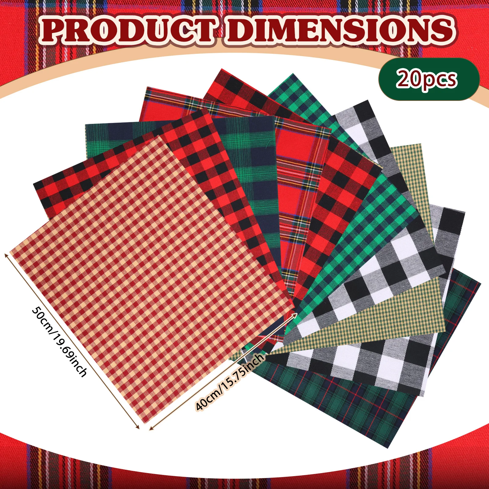 20/40 Pcs Vintage Cotton Gingham Fabric Handmade Quilting Patchwork Washable Precut Soft Cotton Fabric DIY Sewing Accessories