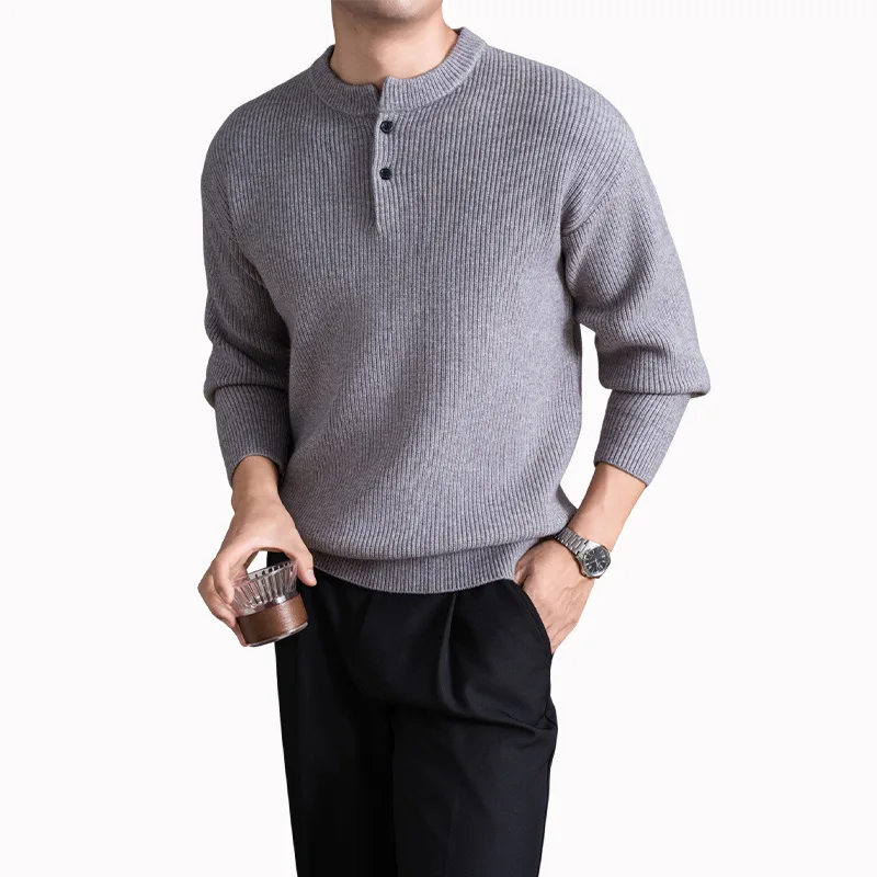 New Fashion Autumn Winter Thickened Collar Men's Sweater Casual Wool Sweater