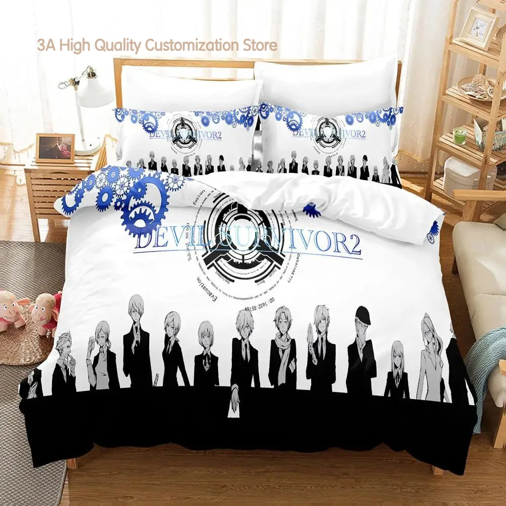 2023 Devil Survivor 2 Bedding Set Cartoon Anime three-piece set Adult Boys Bedroom Duvetcover Sets 3D Kawaii All season camas