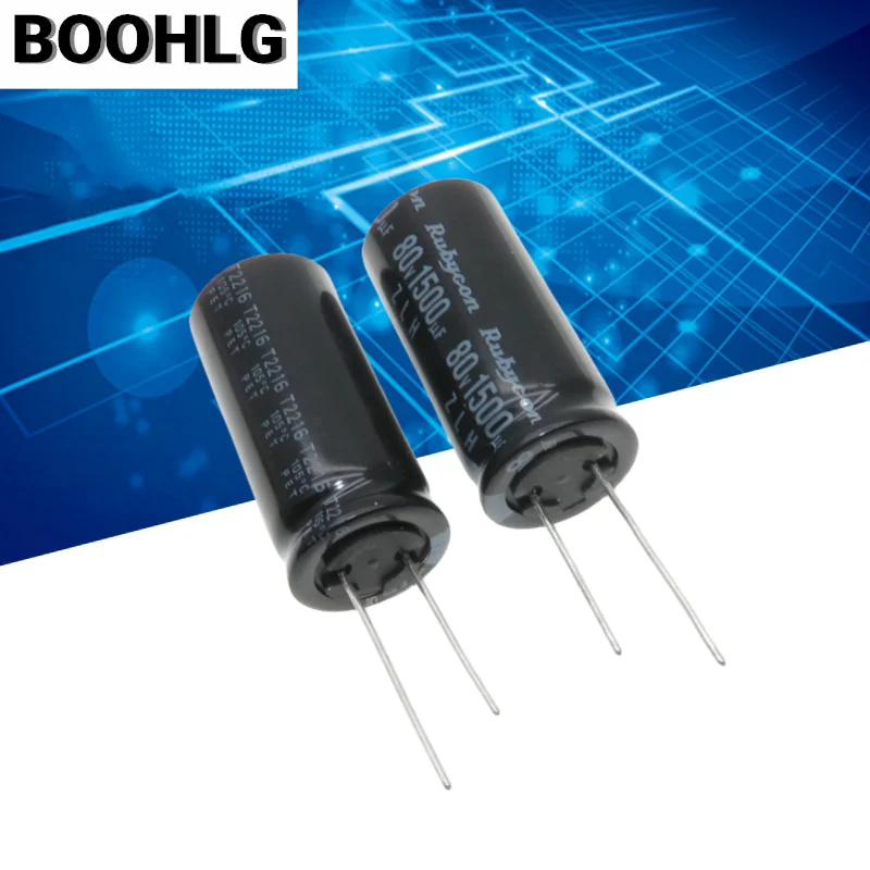 2PCS 1500UF 80V Japanese ruby ​​electrolytic capacitor 80V 1500UF 18*40 ZLH high frequency and low resistance