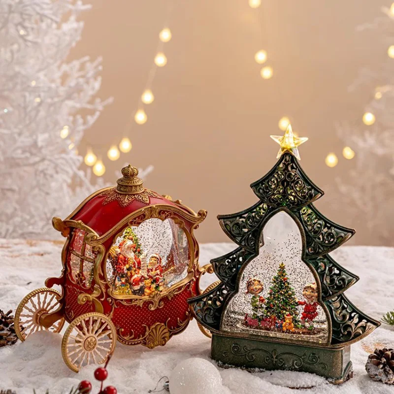 

Christmas Decorations Glowing Snow Santa Claus Night Lights Desktop Ornaments Christmas Tree Atmosphere Scene Arrangement Boda