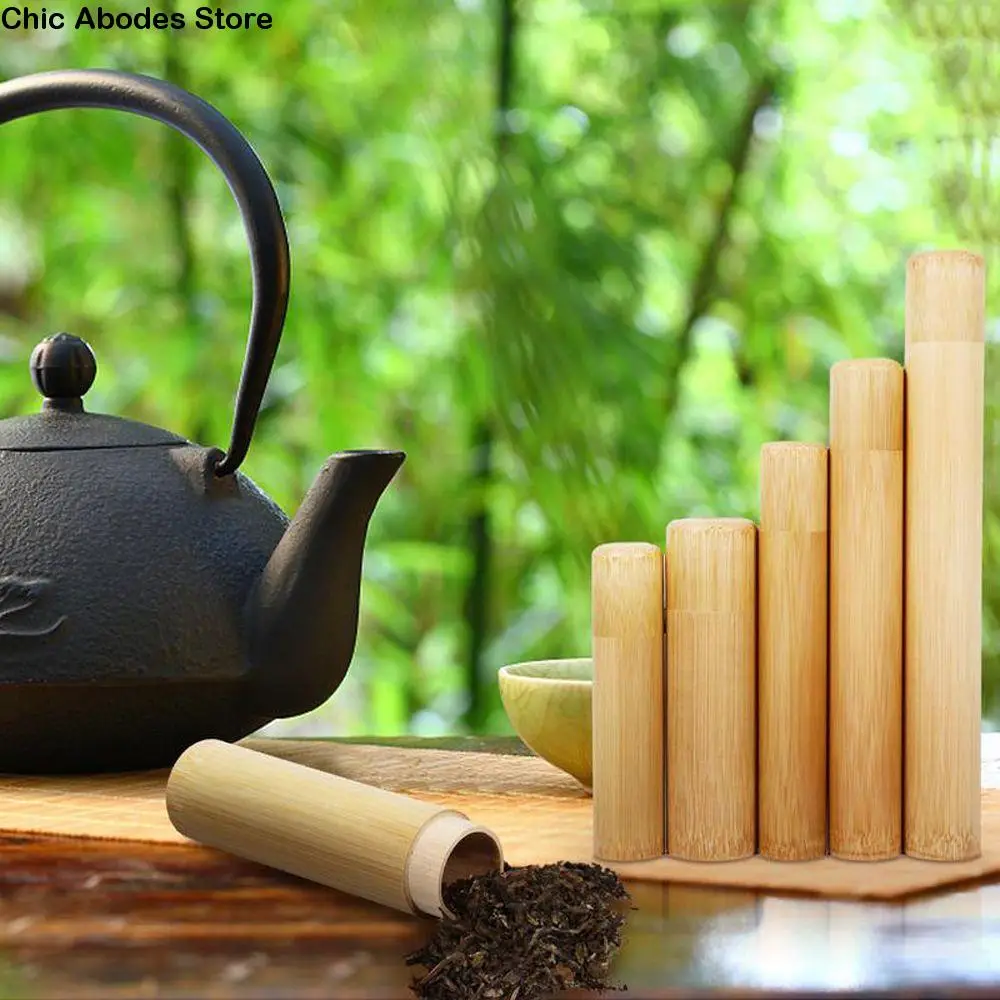 

Spice Natural Handmade Bamboo Bottle With Lid Container Storage Box Organizer Tea Canister