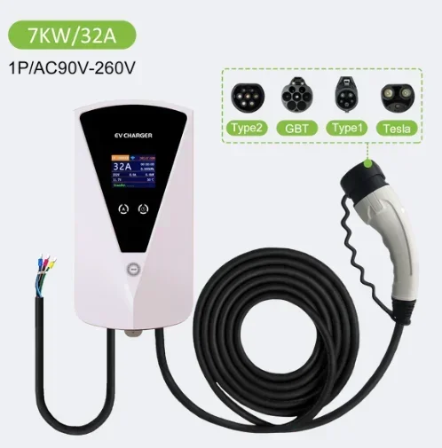 Производитель 7 кВт 11 кВт 22 кВт Wallbox Ac Домашнее зарядное устройство OEM Type2 GBT Зарядная станция для электромобилей