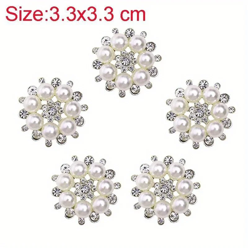 10 Stück Kunstperlen-Blumenknöpfe, transparenter Strass, zum Nähen, Basteln, Scrapbooking, Verzierungen – Detail 1