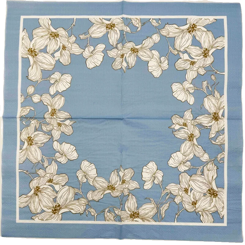 20pcs/Pac 33*33cm Printed Napkins High-end Blue Floral Model Square Mouth Cloth Paper Party Restaurant Disposable Placemats