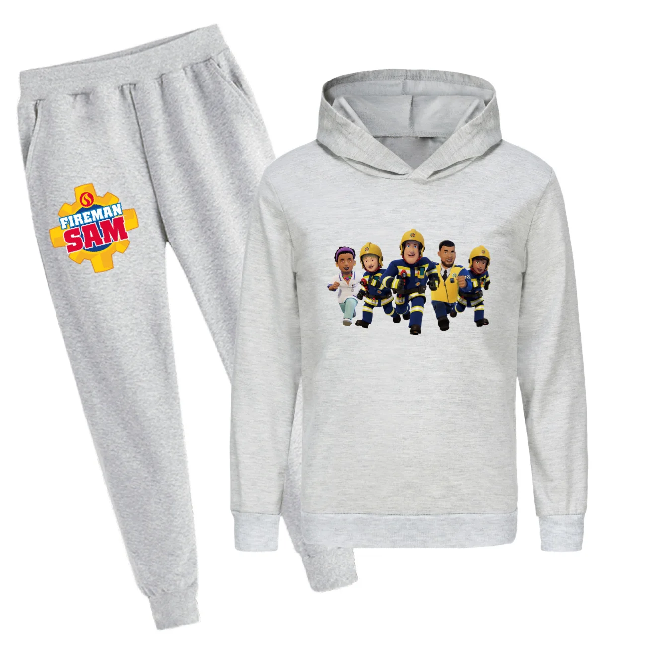 Fire Truck Fireman Sam Clothes Set Kids Cartoon Firefighter Sweatshirts+Pants 2Pcs Outfits Boys Tracksuit Sets Girls Hooded Suit