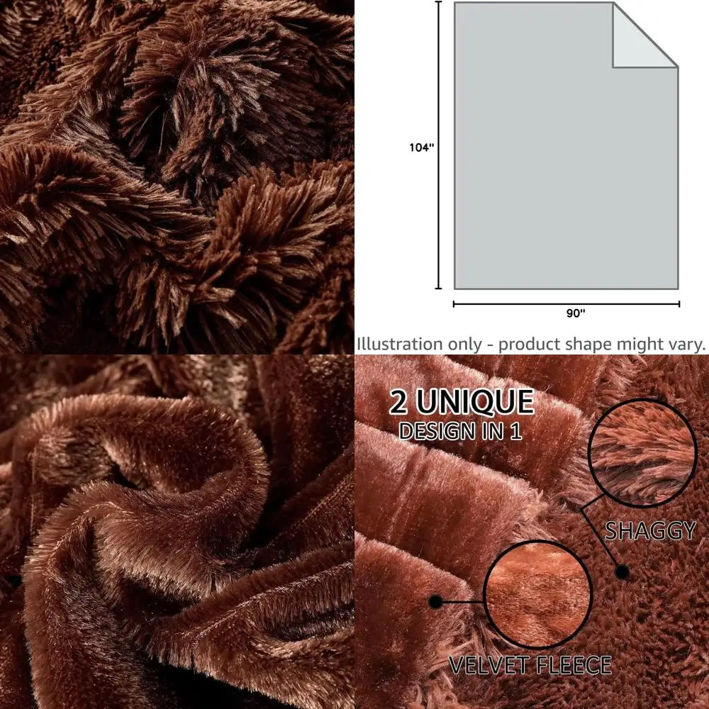 

Роскошное двухслойное коричневое одеяло из искусственного меха King Size, 90x104, плюшевое и теплое, идеально подходит для кровати