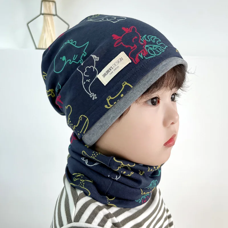 شتاء جديد القطن الاطفال كتلة اللون قبعة وشاح 2PCS مجموعة يندبروف متماسكة السترة قبعة للبنين بنات طفل