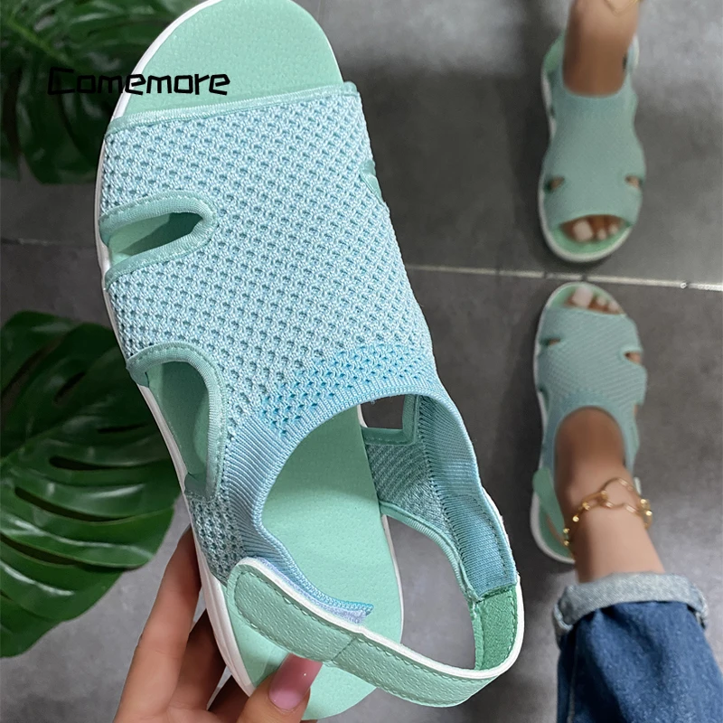 Comemore Flat Shoes Casual Woman Ladies Beach Woman Espadrilles Large Size 43 44 45 2024 Summer Women Men Sandals Free Shipping