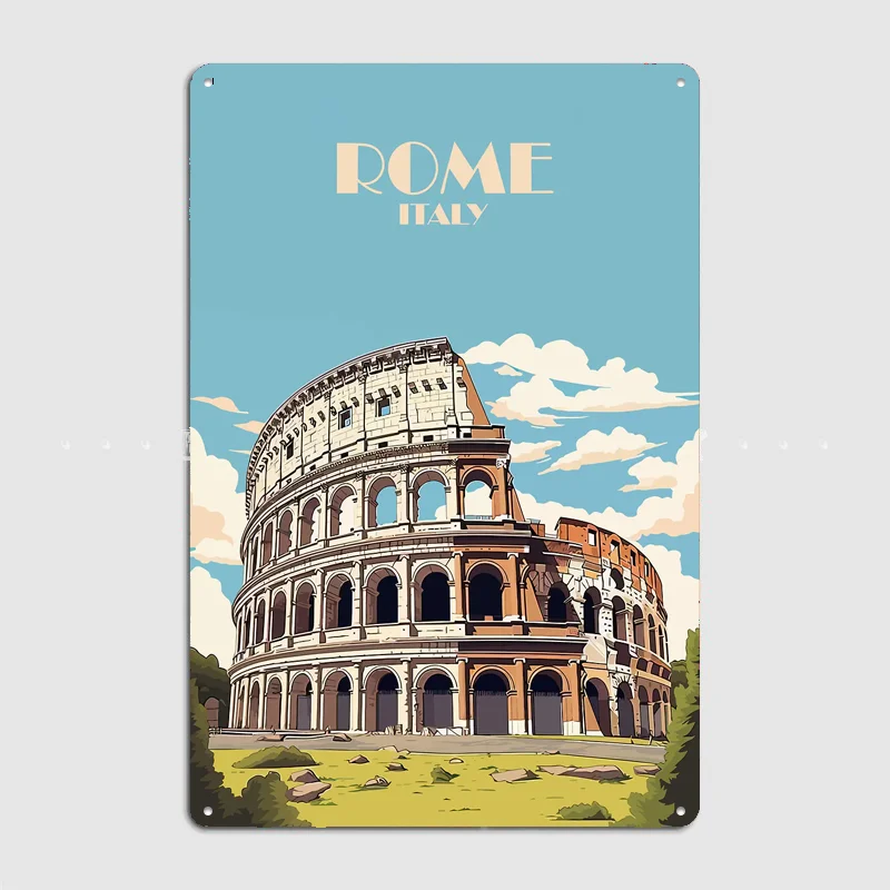 Colosseum Rome Italy Travel Poster Metal Sign Life Wall Custom Bedroom Indoor Home Wall Decor Posters Room Decoration