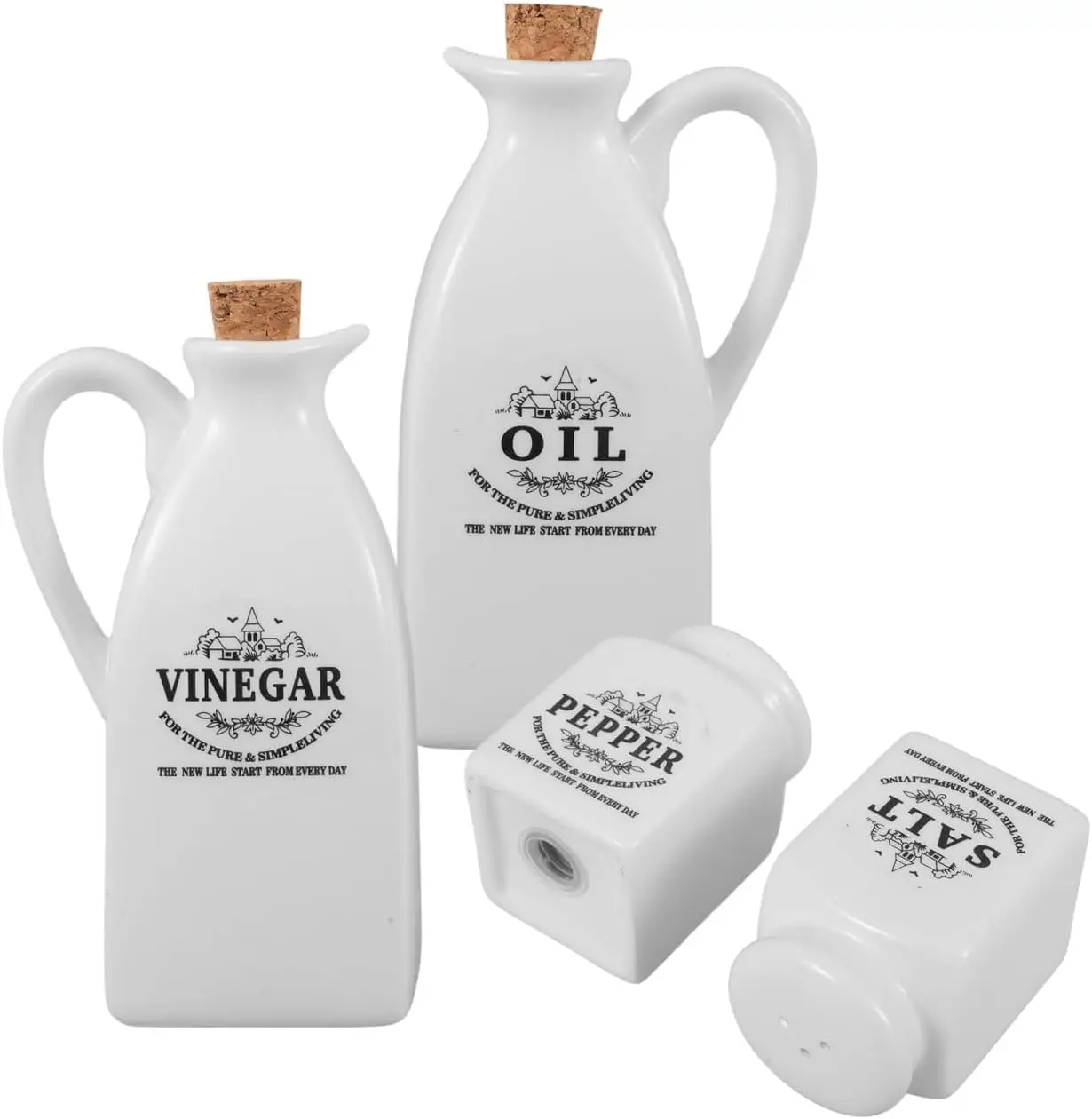 Juego de dispensadores de aceite y vinagre, salero y pimentero, tarro de salsa japonés de cerámica para Shoyu y soja