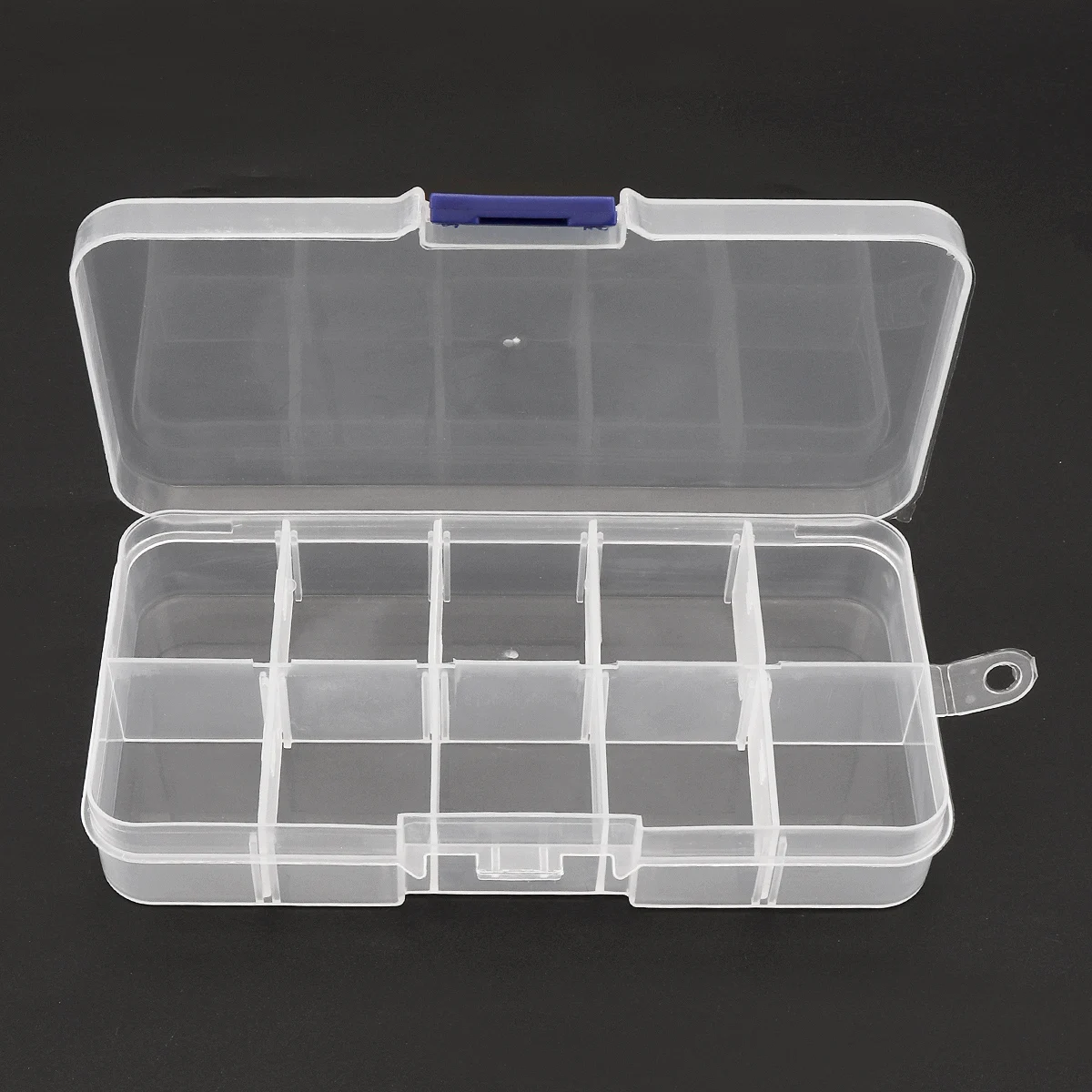 3pcs/lot 10 Compartment Plastic Box Organiser Storage Clear Jewelry Box with Adjustable Dividers for Earring Nail Transparent