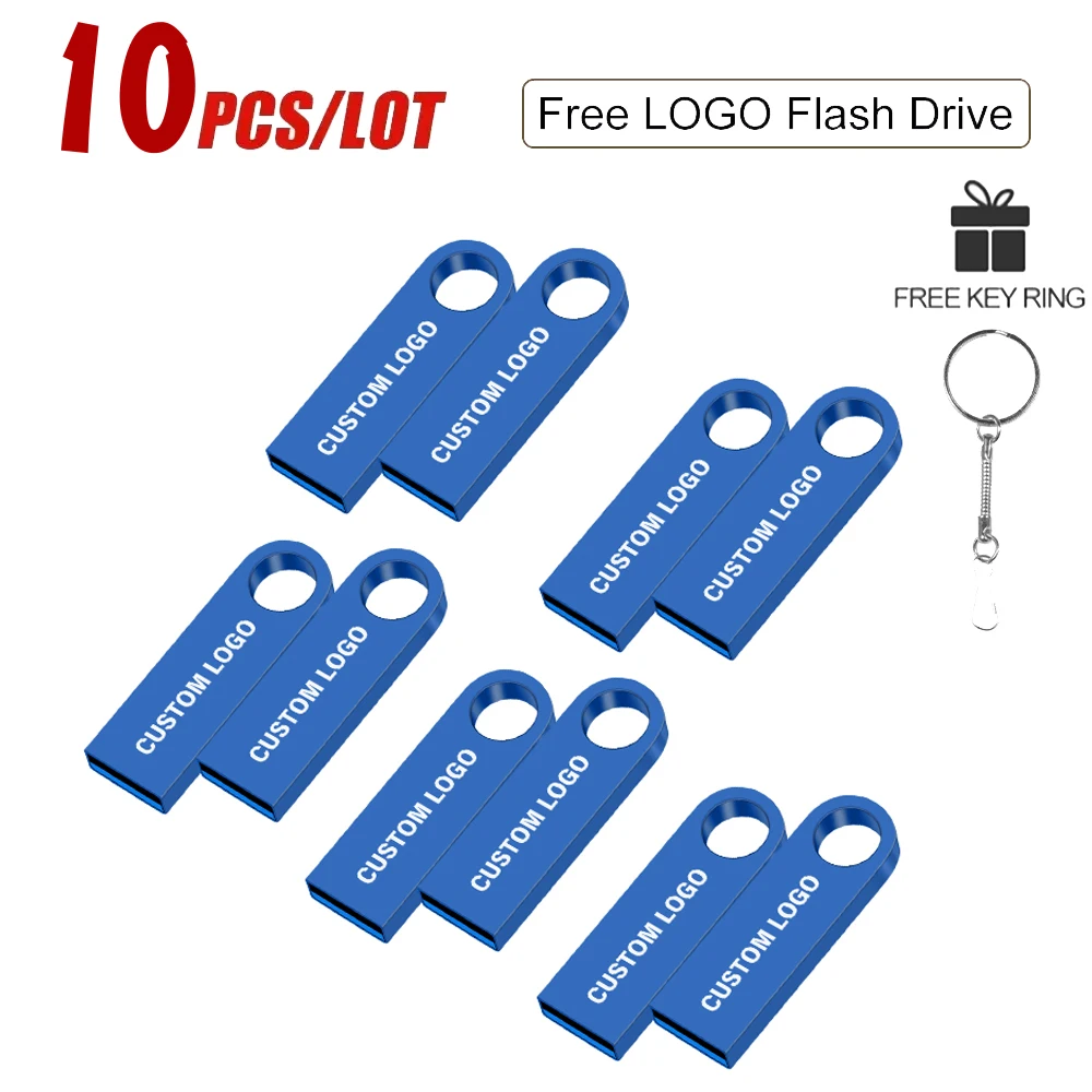 

10PCS/lot USB Flash Drive 4GB 8GB 16GB Metal Pen Drive Pendrive 32GB 64GB Memory Stick 128GB Free Customized Gift USB Sticks