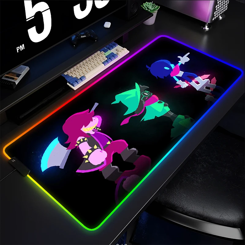 

RGB коврик для мыши аниме светодиодный ПК компьютер геймер D-deltarune расширенный настольный коврик игровые аксессуары ноутбук Kawaii коврик для мыши коврик для клавиатуры