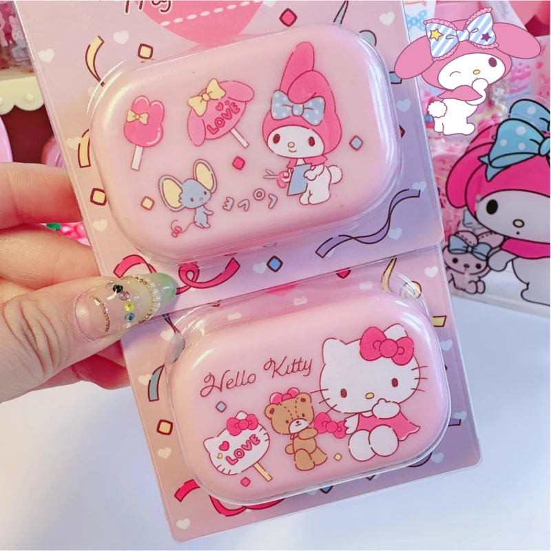 hello kitty contact lens case contact lens companion sanrio cartoon kuromi portable care box tools accessories girl wholesale