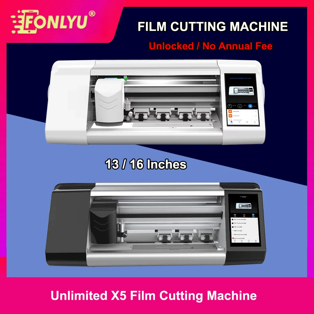FONLYU Intelligent Film Cutting Machine Universal Flexible Hydrogel Film UV Film Cutter Free Cutting Times 11/16/21 Inch Cut