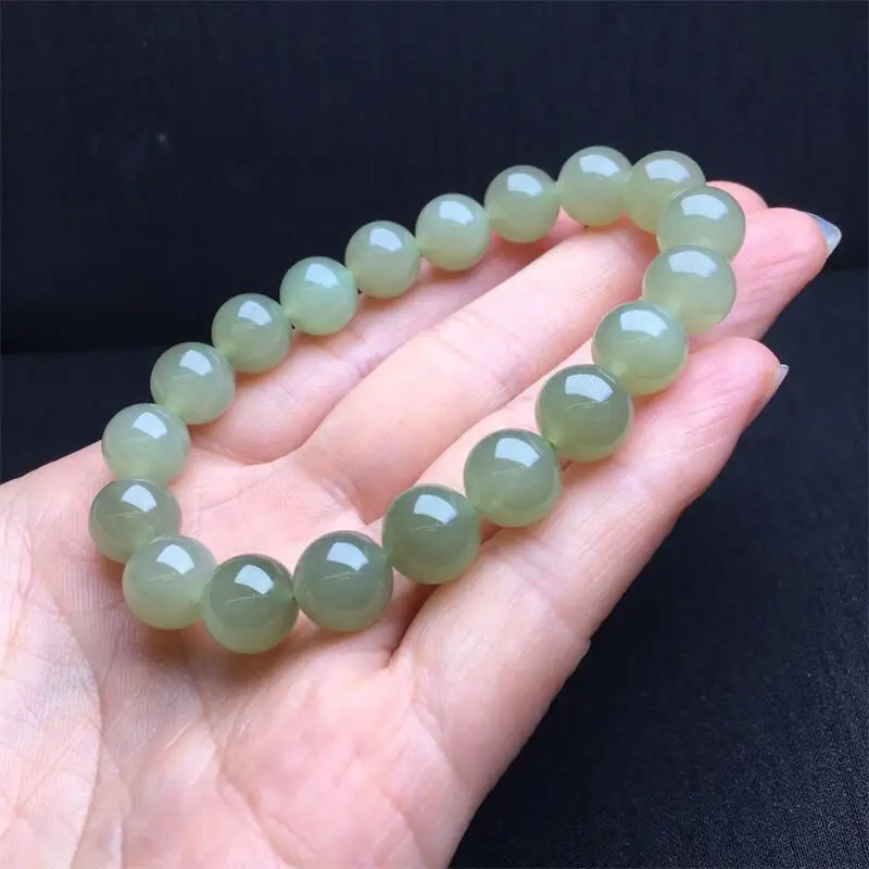 9.8MM Natural Hetian Jade Bracelet  Women Beautiful Colorful Crystal Energy Healing Fashion Gemstone Jewelry 1PCS