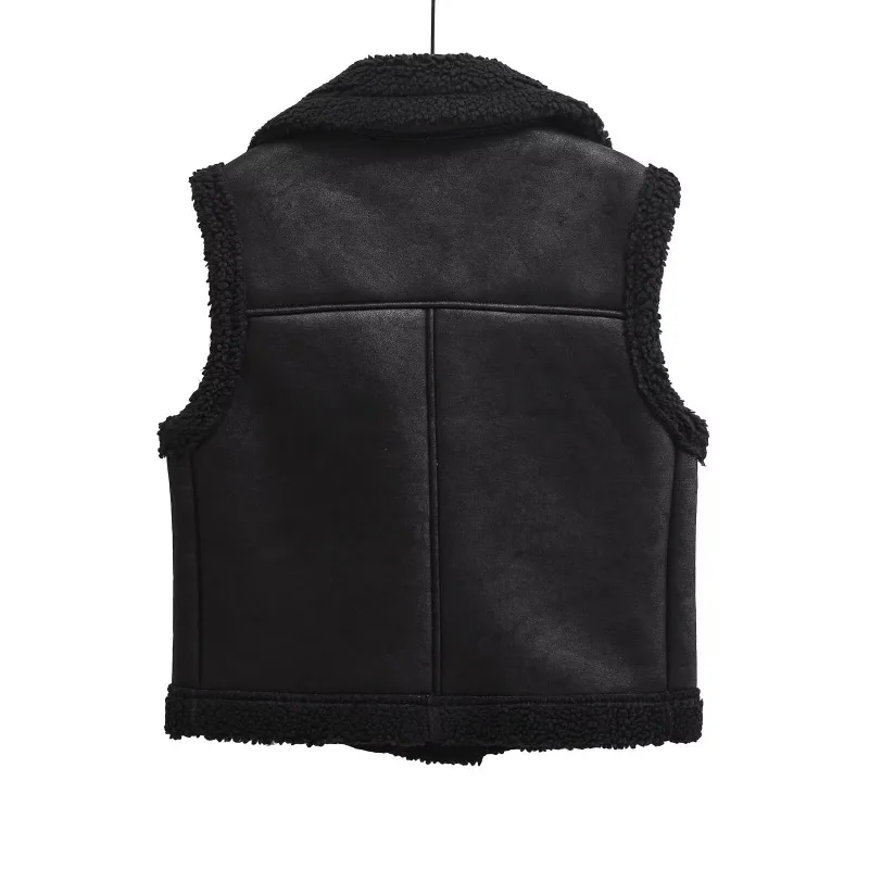 TRAF ZR Fur Vests Autumn Outerwear Padded Vest Vintage American Vest Sleeveless Jackets Woman Winter Women's Warm Vests