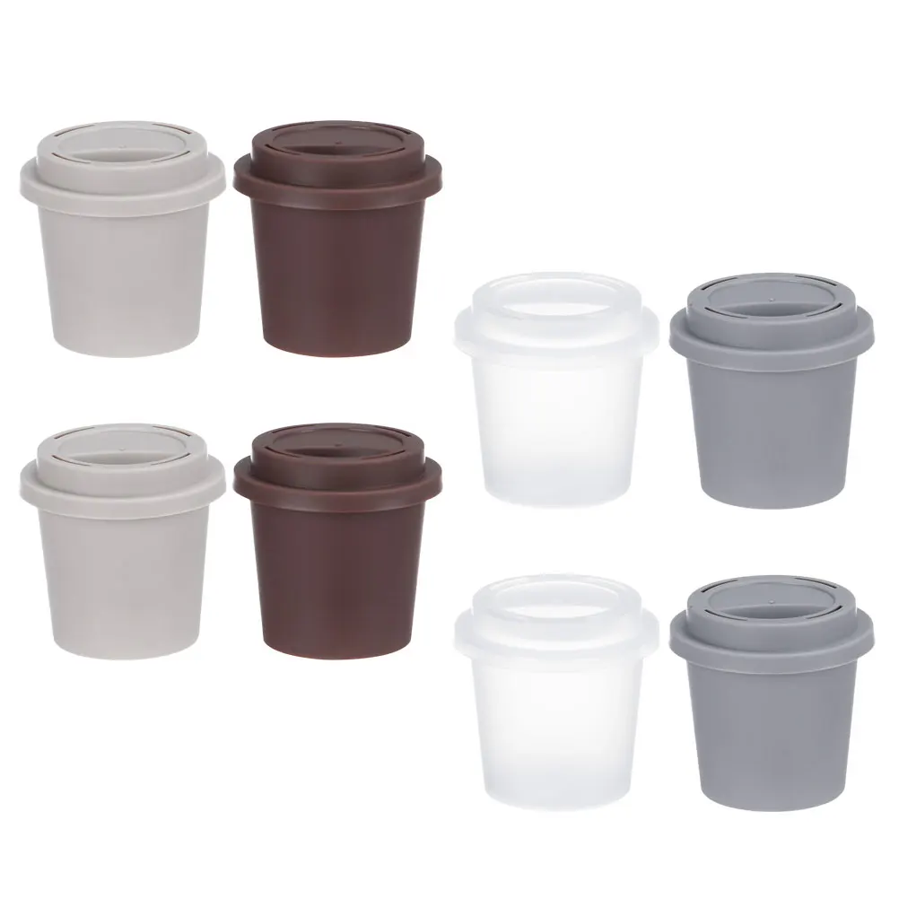 

8pcs Coffee Cup Design Makeup Sponge Container Abs Powder Puff Box Breathable Portable Storage Case For Women Gift