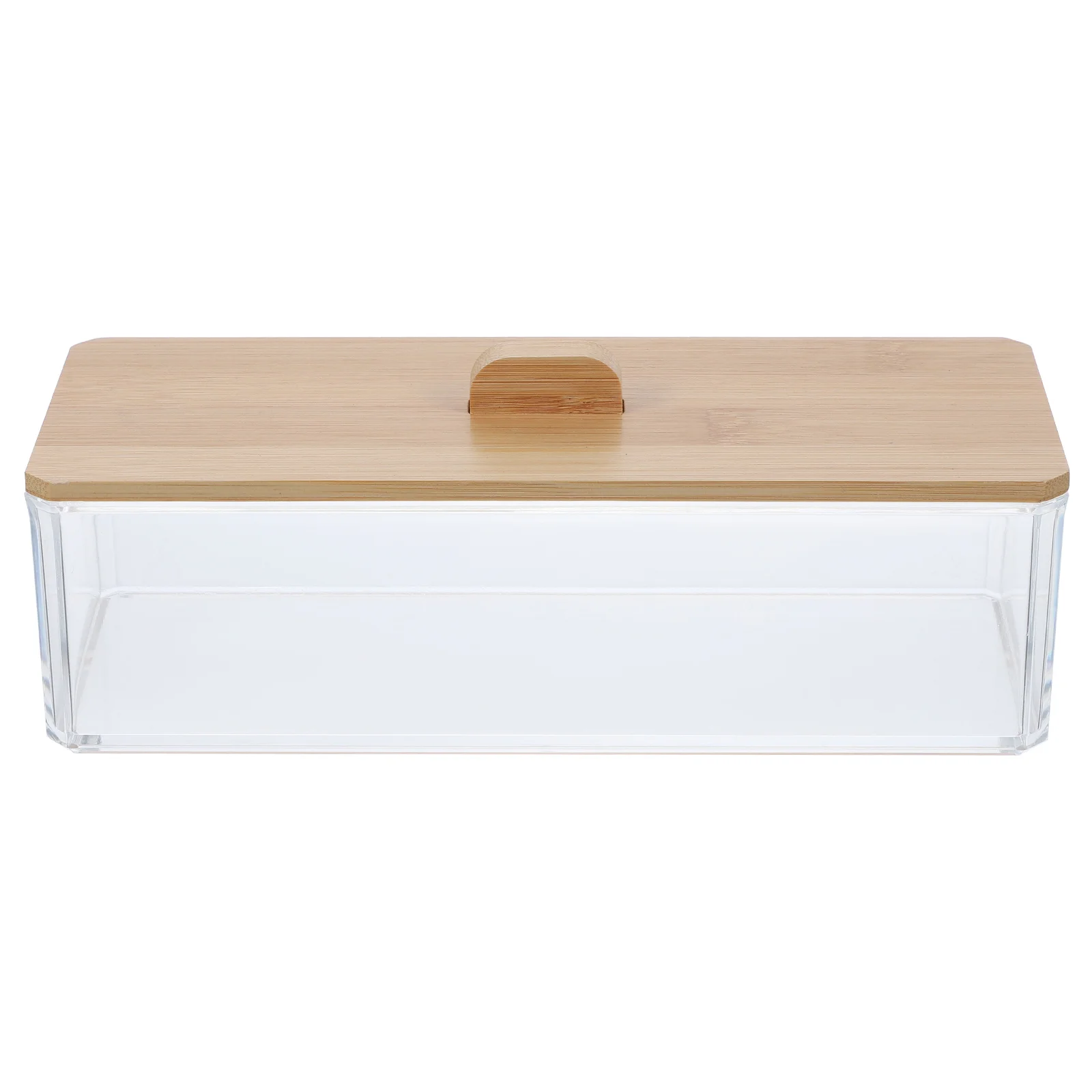 

Acrylic Tissue Box Transparent Desktop Storage Rack Bamboo Lid Modern Napkin Holder For Home Living Room Dining Table
