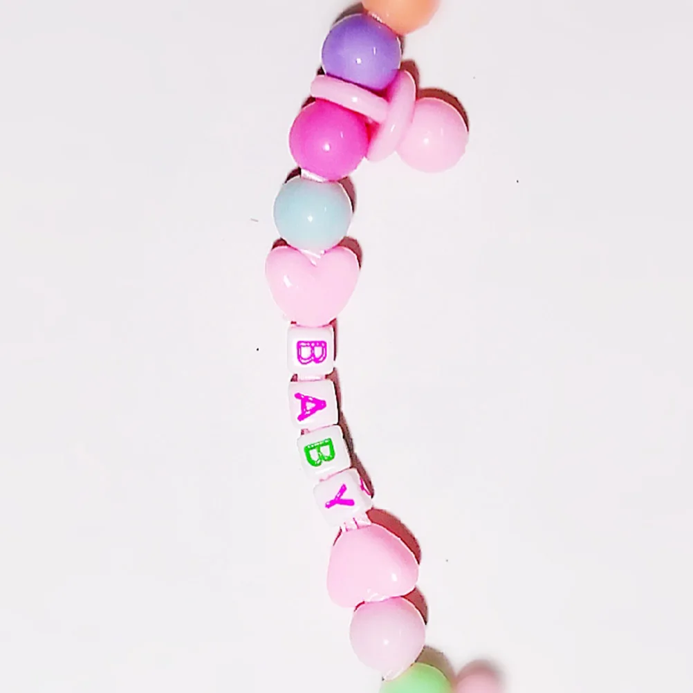 

Pacifier Clip Chain for Infant Soother Teether Accessories with Ornamental Spacers Pink Rounded Edge Safe Lightweight Design