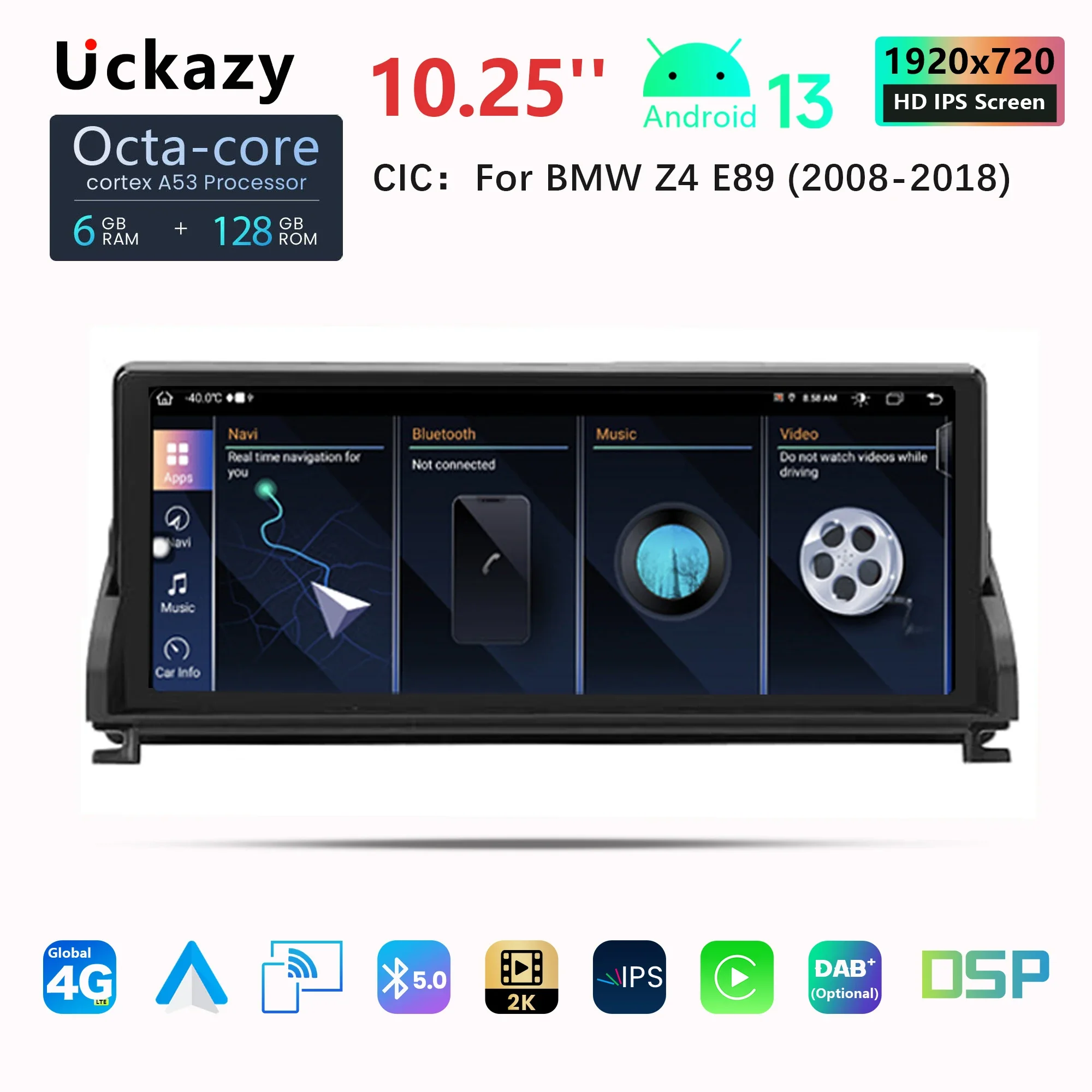 

Автомобильный плеер, 10,25 дюймов, Android 13, для BMW Z4 E85 E89 2002-2019, беспроводная автомагнитола, мультимедиа, GPS, стерео, аудио, 4G, головное устройство DSP