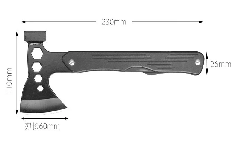Multifunktionale Handbijl, Selbstverteidigungsaxt, gehärtetes Outdoor-Camping-Überlebenswerkzeug, Hammer