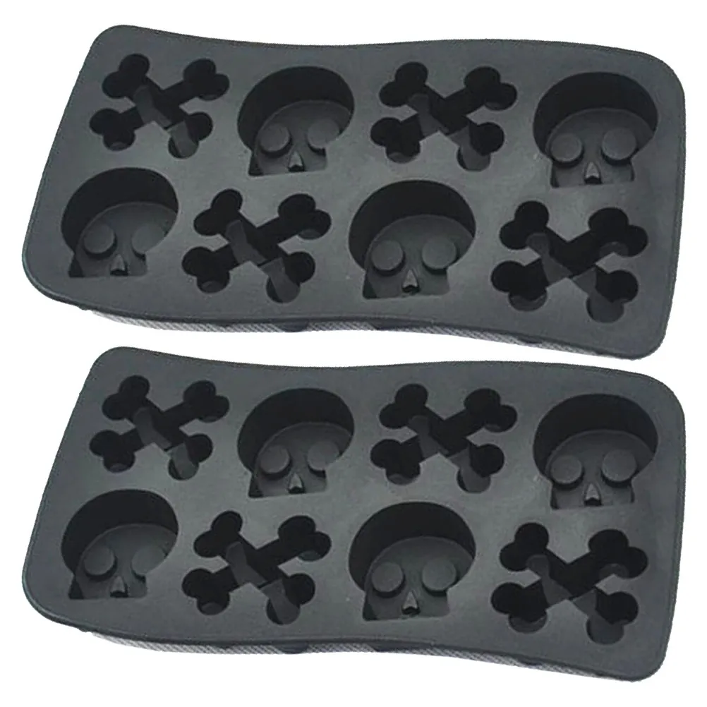 2Pcs Ice Cube Mold Halloween Skull Shape Premium Material Creative Ice Making Tool Party Supplies Dessert Chocolate Molds
