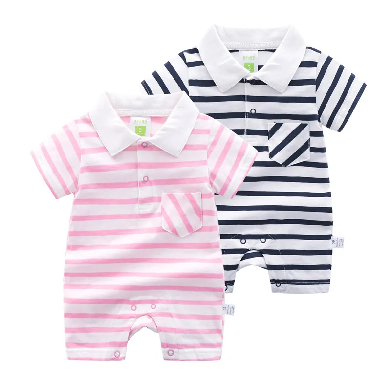 

Baby onesie baby short-sleeved striped pajamas summer thin section crawling clothes baby clothes package ass clothes