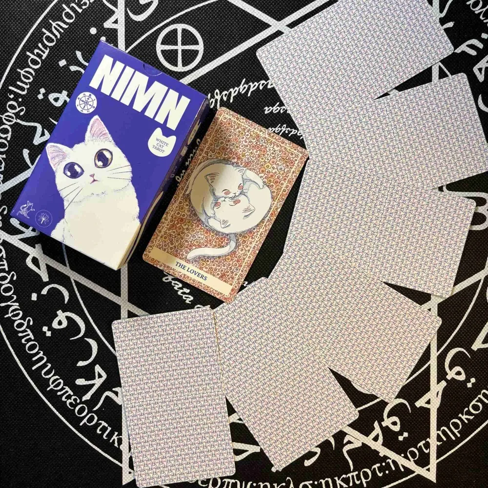 Whimsical Watercolor Feline Kawaii Tarot 10.3*6cm NIMN White Cat Tarot for Cat Lovers, Cute 78-Card Tarot Deck view 3
