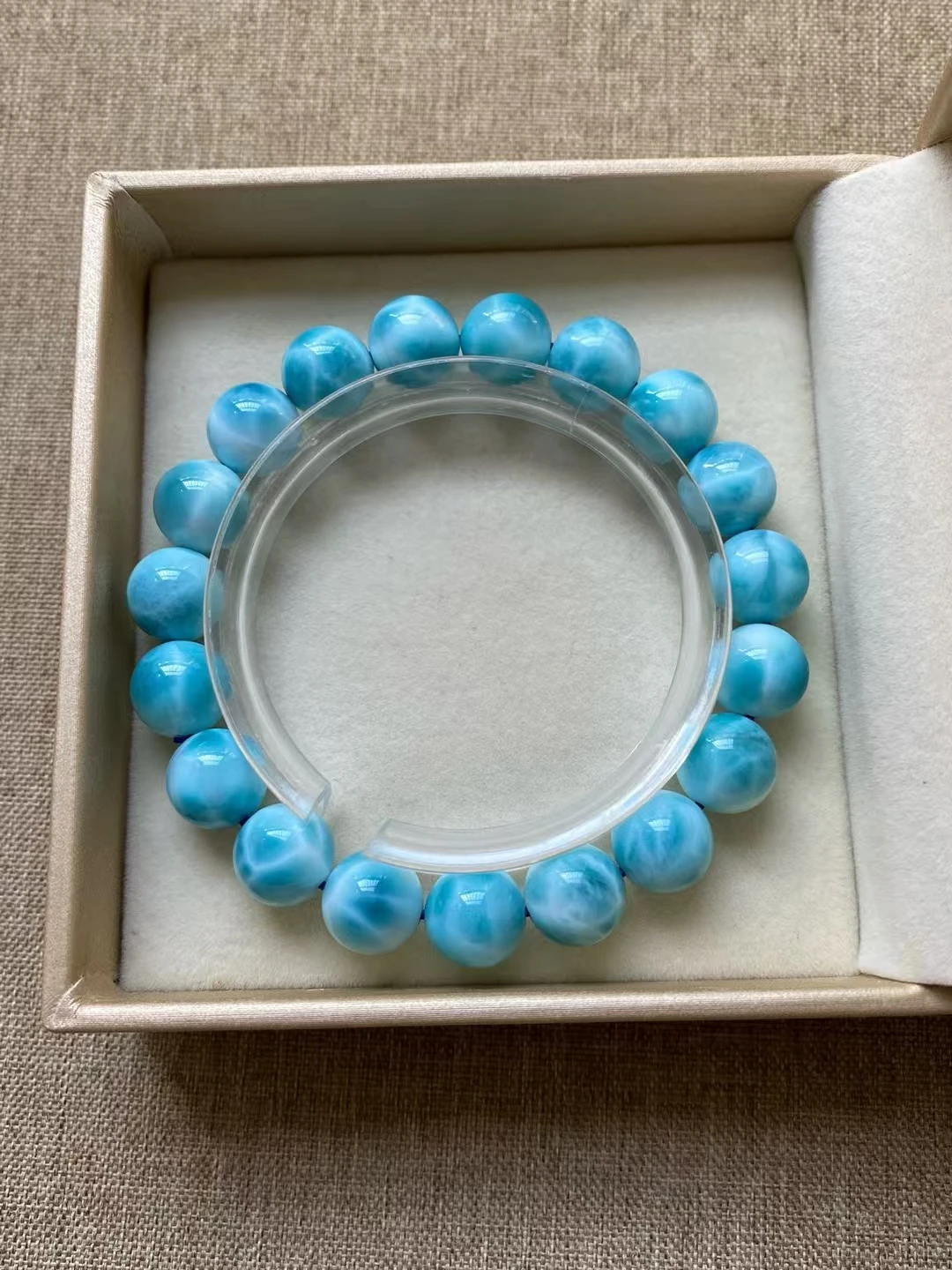 Natural Blue Larimar Gems Round Beads Bracelet 10.2mm Jewelry Women Men Pattern Big Size Round Beads Larimar Jewelry AAAAAA