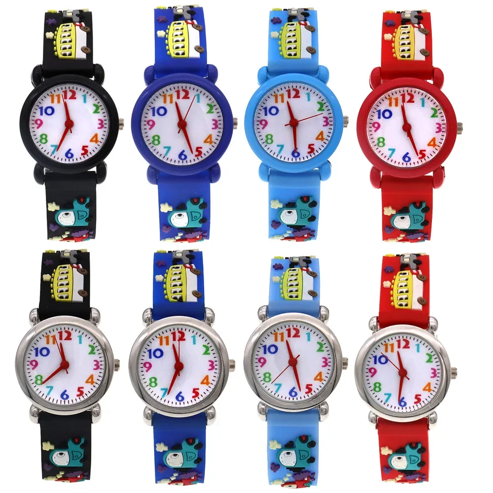 8Pcs Kids Digital Quartz Watch Set for Boys And Girls Silicone Strap Baby Wristwatch Gifts for Children