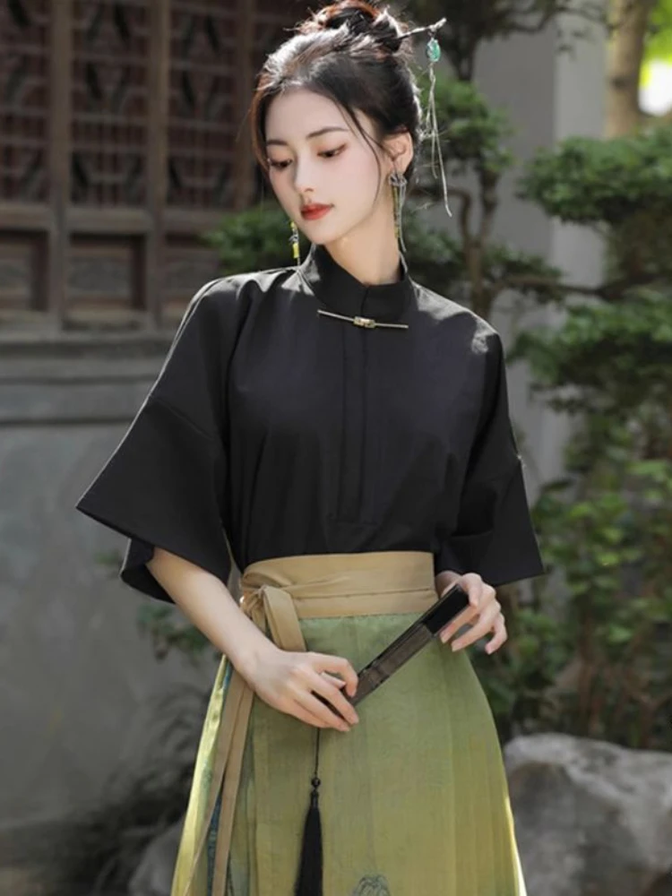 Blouses Women Chinese Style Retro Design Simple Elegant Summer Stand Collar New Ladies All-match Daily Creativity Fashion Casual