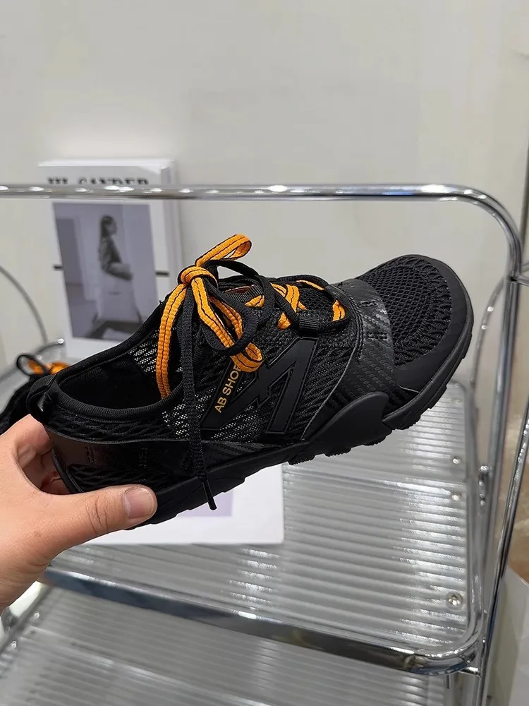 2025 New Women Summer  Sneakers Comfortable Breathable Spliced Split Leather Sport Shoes Lace Up Flat Shoes Running Trainers