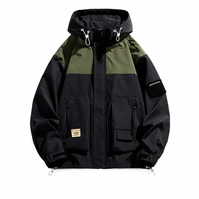 Men Plus Size Waterproof Windproof Jacket Hooded Outdoor Hiking Coat Spring Autumn Sports Windbreaker