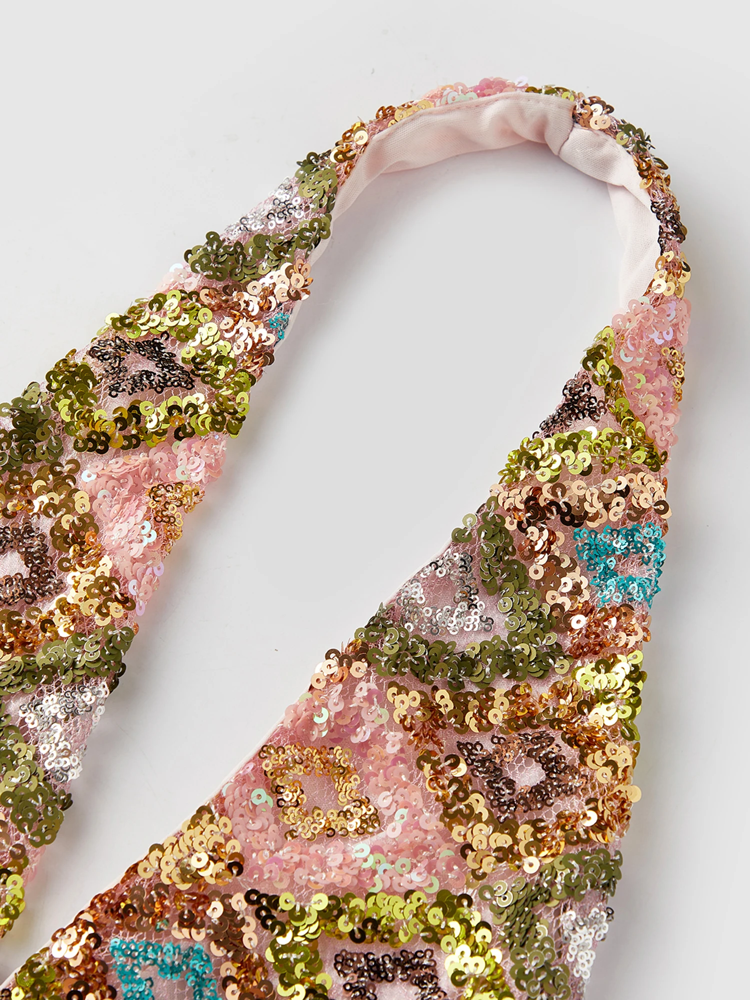 

Women Shorts Set Shiny Sequins Backless Halter Top with Shorts Fit Summer Outfit