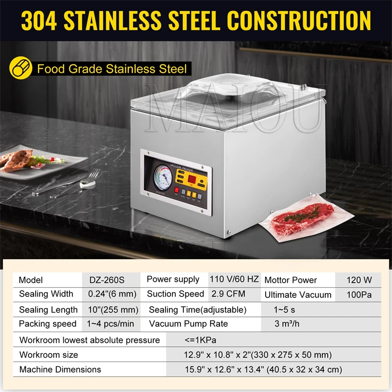 آلة تعبئة الفراغ الغذائي الغرفة التجارية فراغ السدادة المطبخ أكياس اللحوم التعبئة والتغليف آلة توفير الطعام الختم #4
