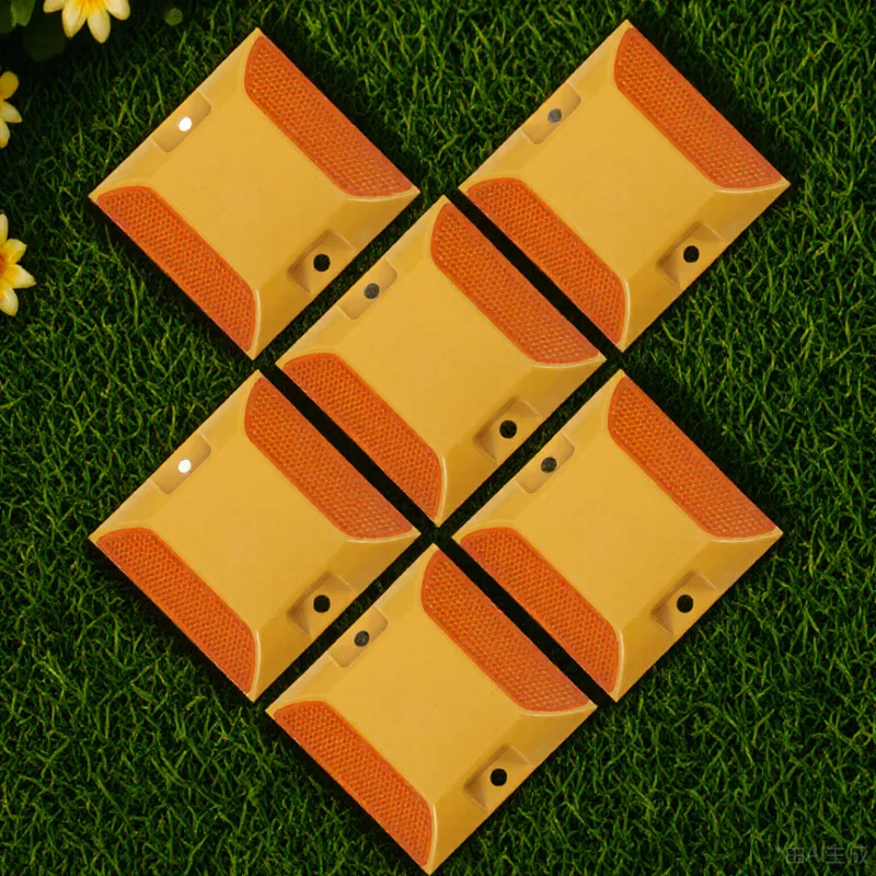 6pcs Reflective Studs Durable Plastic Raised Night Visibility Driveway Reflectors Road Markers Heavy Duty Traffic Safety Road