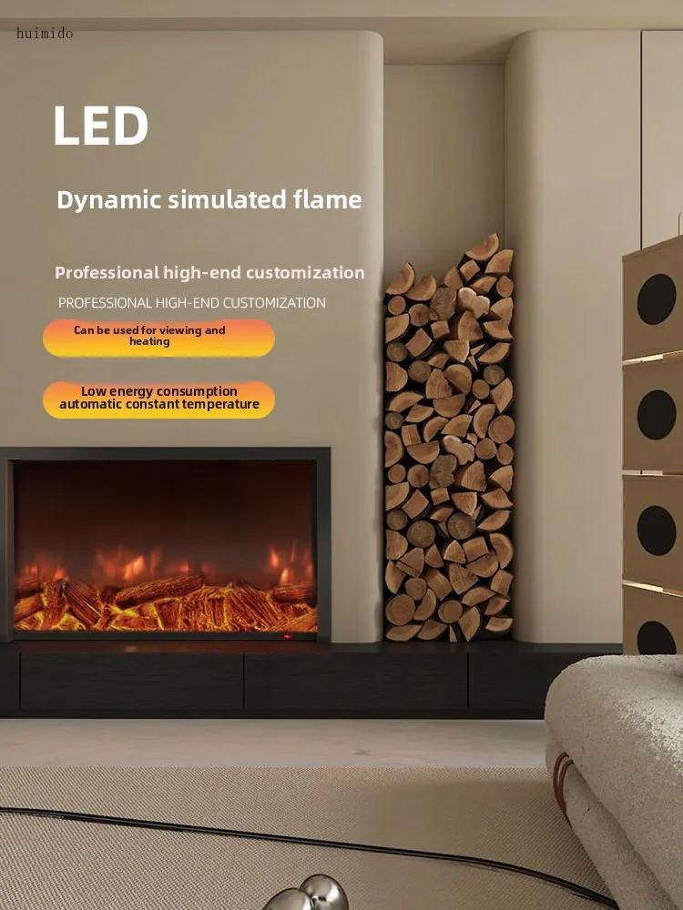 Custom Fireplace Electronic Simulation Flame Embedded Heater Wood Core Fireplace Flame Decoration Living Room Home