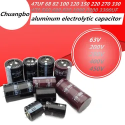 Condensador electrolítico de aluminio, 2/piezas, 63, 200V, 250V, 400V, 450V, 47, 82, 100, 120, 150, 180, 220, 270, 330, 390, 470, 560, 680 UF