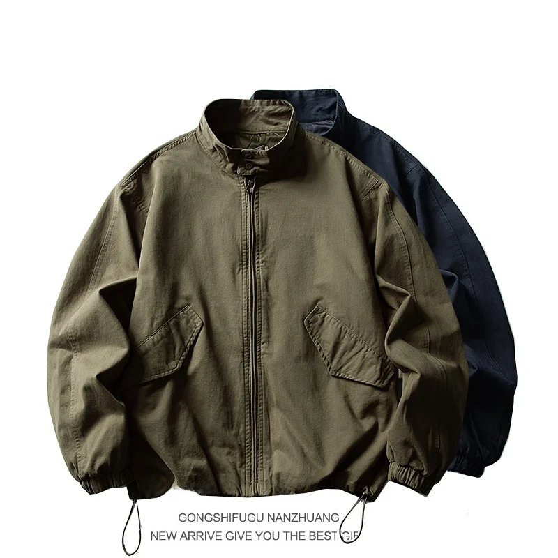 

Хлопковая куртка Harrington с воротником-стойкой в стиле ретро, свободная повседневная рабочая одежда M65, мужское модное весенне-осеннее пальто