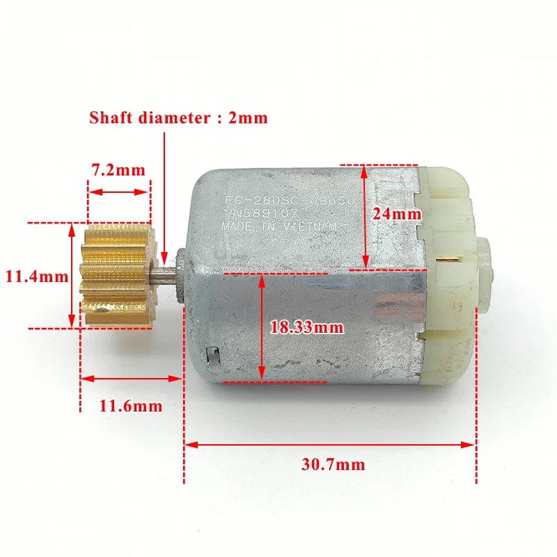 

Mabuchi FC-280SC-09650 Mini 280 Motor DC 12V-24V 14T Copper Gear Car Door Lock Folding Rearview Mirror Actuator Repair Motor