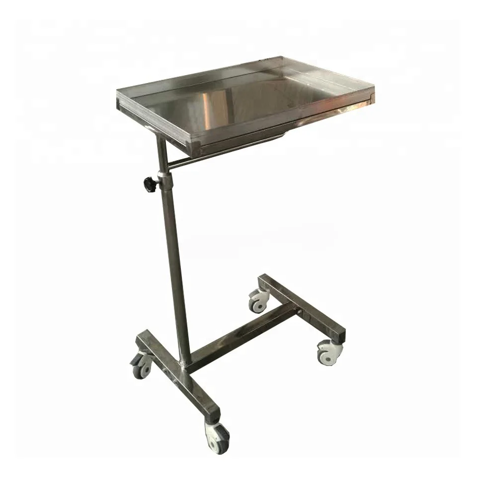 Adjustable Hright movable Stainless Steel Treatment Table Trolley Mayo Table as Hospital Furniture with wheels for Emerg