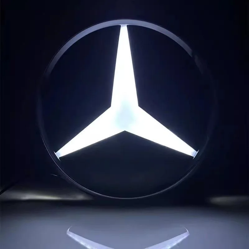 

3D Car Front Grill Logo Light LED Badge Emblem Luminous Decorative Light For Mercedes Benz W205 C180L C260L W212 E200L W207